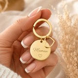 Porte-clés personnalisé médaille gravée coeur en acier inoxydable