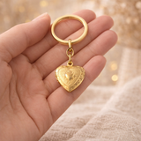 Porte-clés photo personnalisé médaillon coeur motif gravé acier inoxydable