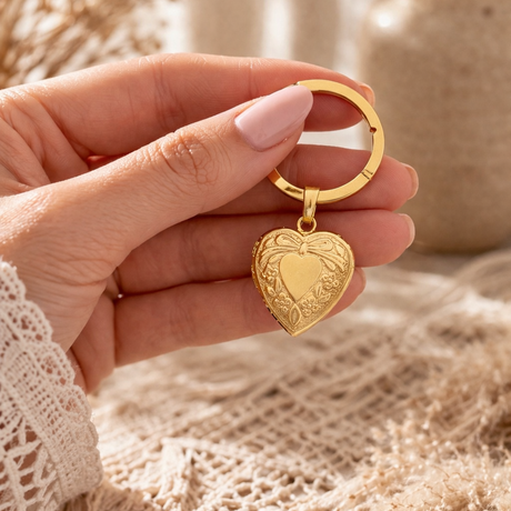 Porte-clés photo personnalisé médaillon coeur motif gravé acier inoxydable