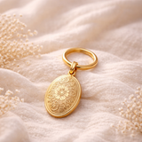Porte-clés photo personnalisé médaillon ovale motif fleur