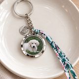 Porte-clés photo personnalisé médaillon rond avec médaille gravée en acier inoxydable cordon liberty