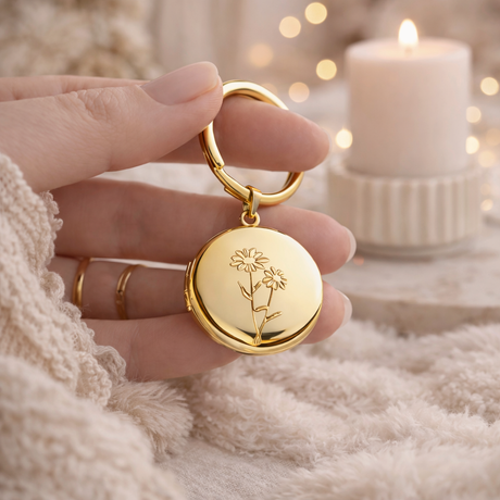 Porte-clés photo personnalisé médaillon rond à graver