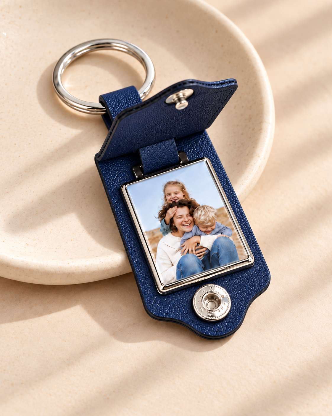 Porte-clés personnalisé photo avec médaille gravée