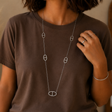 Sautoir collier Maille Marine en Acier Inoxydable avec strass