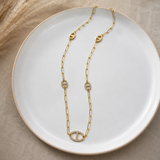 Sautoir collier Maille Marine en Acier Inoxydable avec strass
