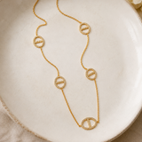 Sautoir collier long maille marine avec zircon en acier inoxydable