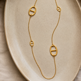 Sautoir collier maille fine marine en acier inoxydable