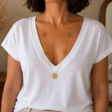 Sautoir collier soleil en acier inoxydable