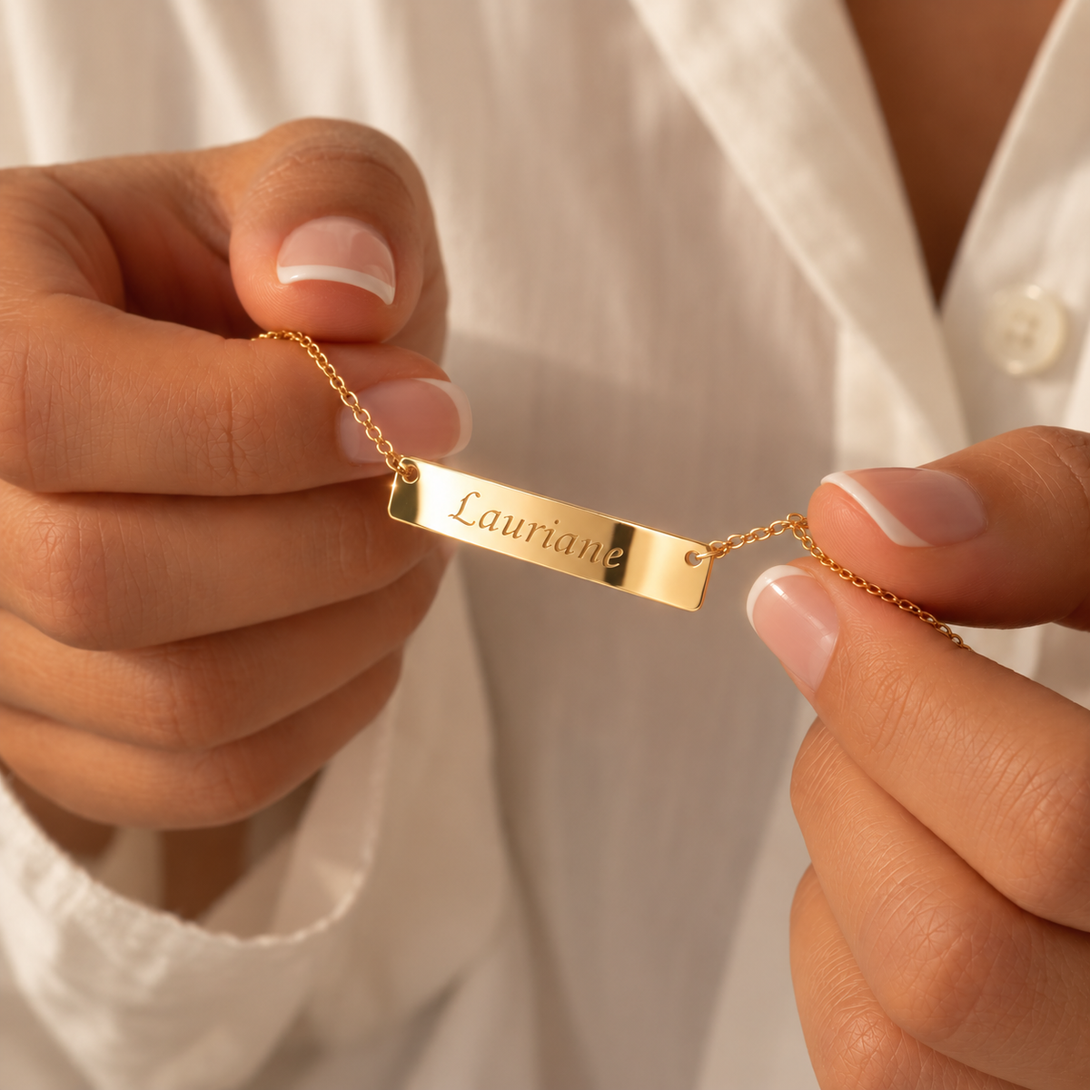Collier personnalisé barre gravée prénom
