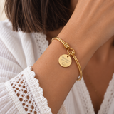 Bracelet jonc médaille gravée personnalisé médaille gravée