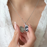 Collier photo personnalisé médaillon ovale acier inoxydable