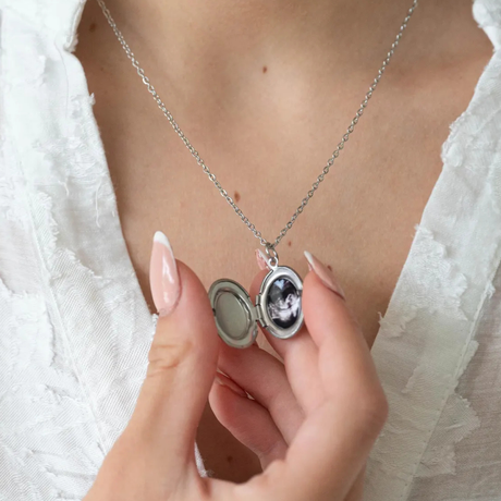 Collier photo personnalisé médaillon ovale acier inoxydable