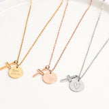 Collier croix chrétienne médaille à graver 15mm pendentif en acier inoxydable pour femme ou enfant