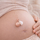 Bola de grossesse doré rose sablé breloques plume pompon