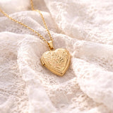 Collier photo personnalisé médaillon coeur motif fleur gravé acier inoxydable
