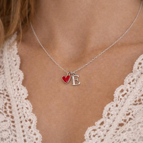Collier lettre initiale personnalisé breloque coeur
