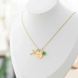 Collier avec pendentif croix chaîne de baptême avec gravure acier inoxydable or cadeau filleul bijoux baptême communion confirmation