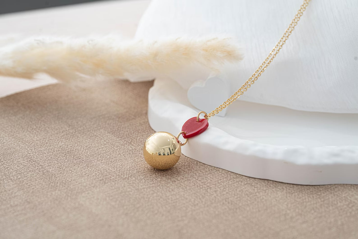 Bola De Grossesse Lisse Or Jaune Coeur rouge