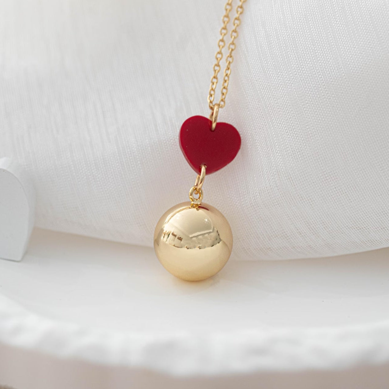 Bola De Grossesse Lisse Or Jaune Coeur rouge