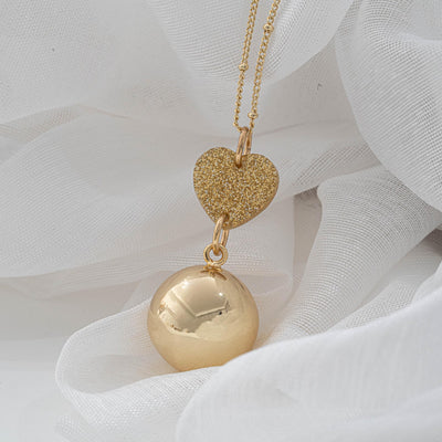 Bola De Grossesse Lisse Or Jaune Coeur Pailleté