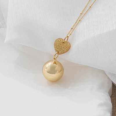 Bola De Grossesse Lisse Or Jaune Coeur Pailleté