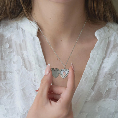 Collier photo argent personnalisé médaillon coeur avec motif gravé fleur acier inoxydable