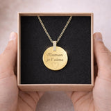 Collier personnalisé médaille ronde gravée passant strass cadeau maman