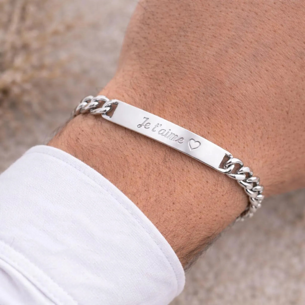 Bracelet gourmette personnalisé gravé Homme en Acier Inoxydable