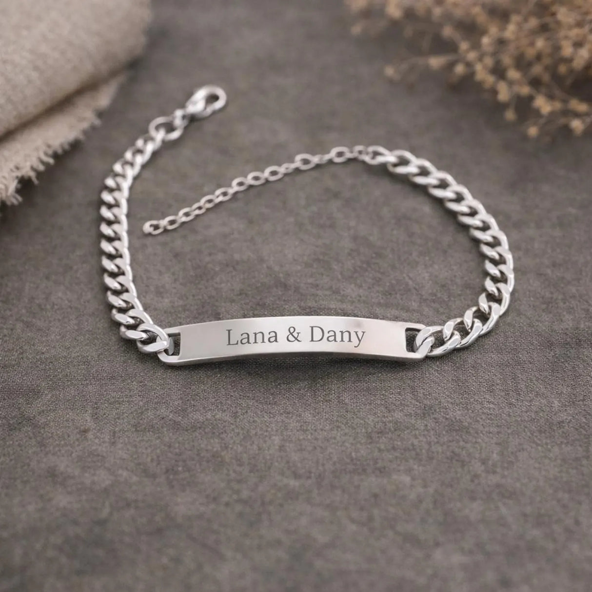 Bracelet gourmette personnalisé gravé Homme en Acier Inoxydable