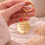 Porte-clés personnalisé médaille gravée coeur rouge