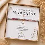 Annonce grossesse - Bracelet Marraine Liberty – Cadeau Marraine – Veux-tu devenir ma marraine ? – Coffret cadeau personnalisé