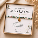 Annonce grossesse - Bracelet Marraine Liberty – Cadeau Marraine – Veux-tu devenir ma marraine ? – Coffret cadeau personnalisé
