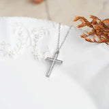 Collier croix chrétienne argent strass acier inoxydable femme
