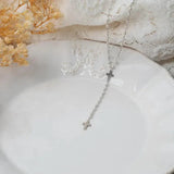 Collier croix pendentif long perles blanches argent acier inoxydable