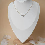 Collier croix horizontale strass ras de cou or acier inoxydable