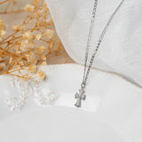 Collier petite croix chrétienne acier inoxydable argent pour femme