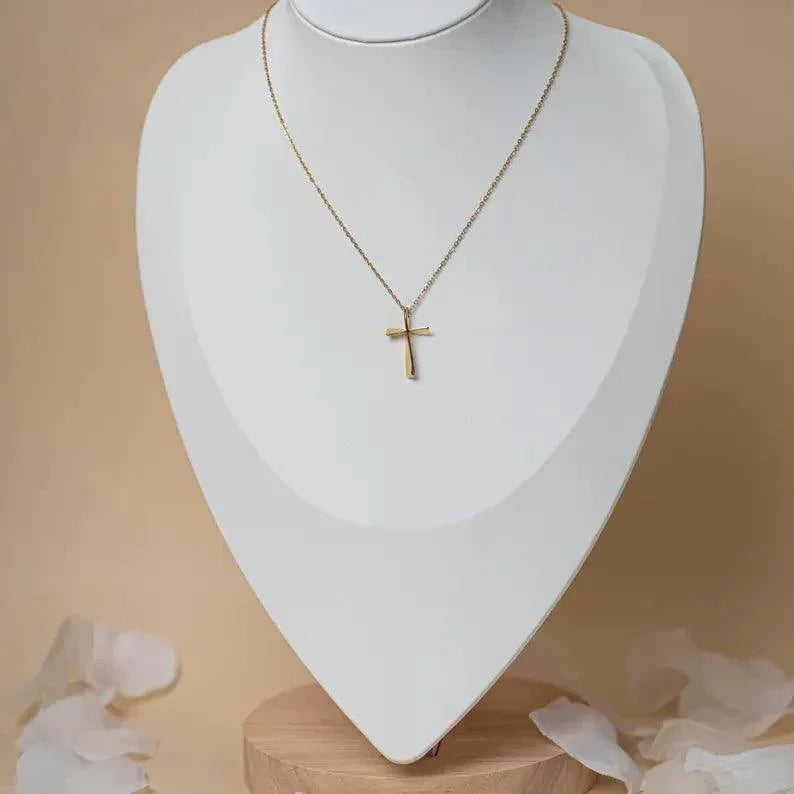 Collier croix or pour femme en acier inoxydable