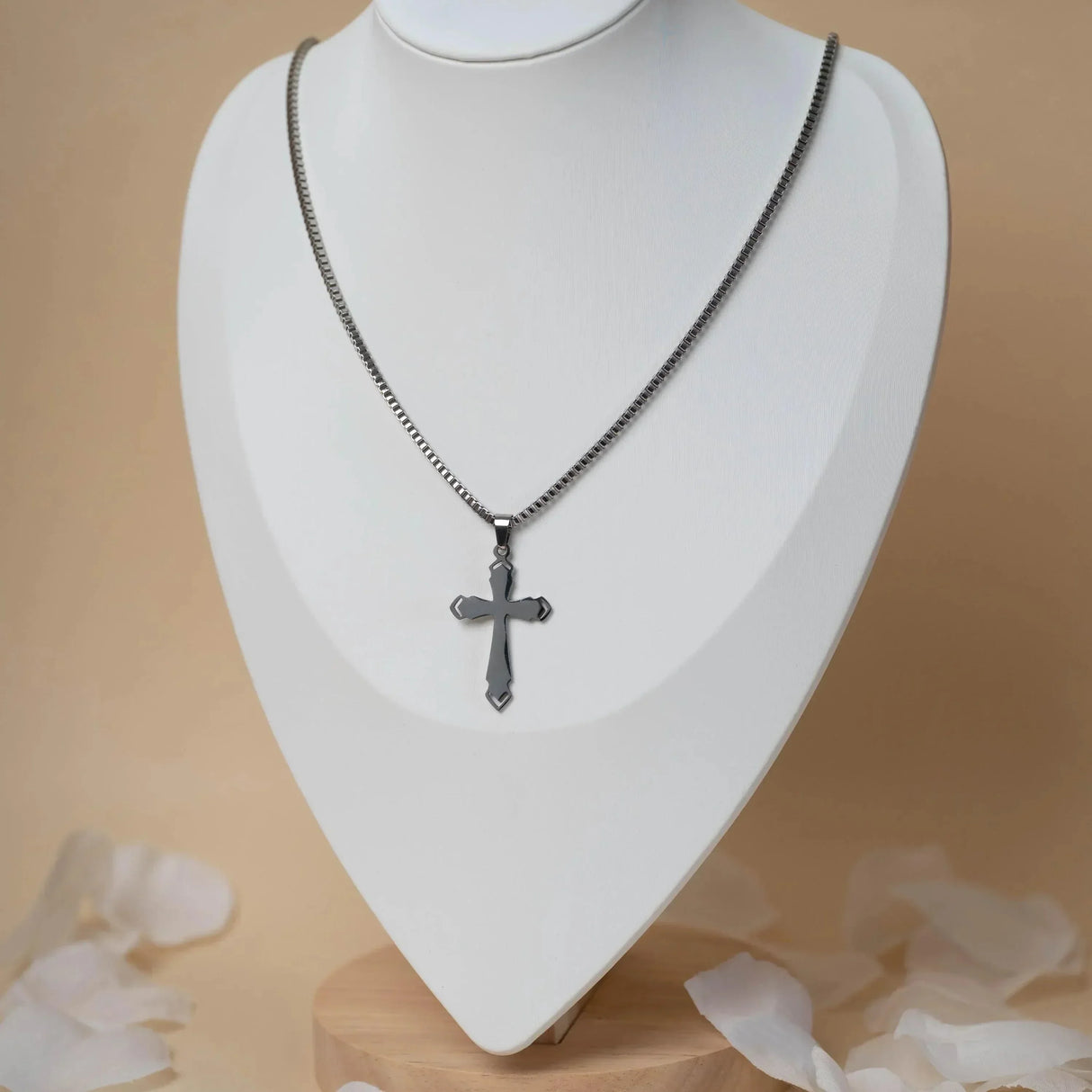 Collier croix chaine maille vénitienne argent acier inoxydable homme