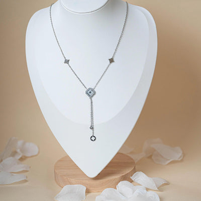 Collier trèfle argent long acier inoxydable femme
