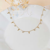 Collier avec plusieurs petites croix et strass chrétienne or acier inoxydable femme