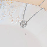 Collier petite croix argent chrétienne strass femme avec cercle acier inoxydable