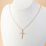 Collier croix chrétienne zircons en acier inoxydable or pour femme