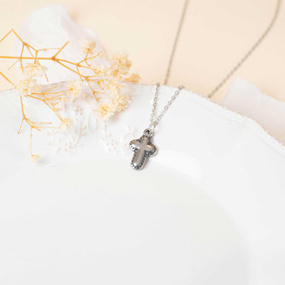 Collier croix argent pour femme en acier inoxydable