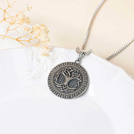 Collier arbre de vie maille vénitienne argent acier inoxydable homme Collier arbre de vie maille vénitienne argent acier inoxydable homme - Default Title | Creabibenval