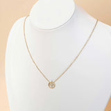 Collier petite croix or chrétienne strass femme avec cercle acier inoxydable