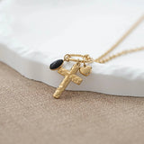 Collier croix chrétienne or pendentif acier inoxydable femme