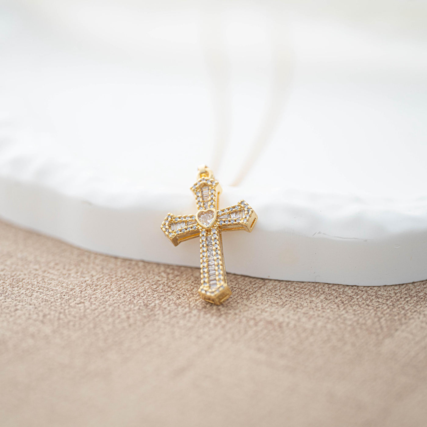 Collier croix strass chrétienne or strass acier inoxydable femme