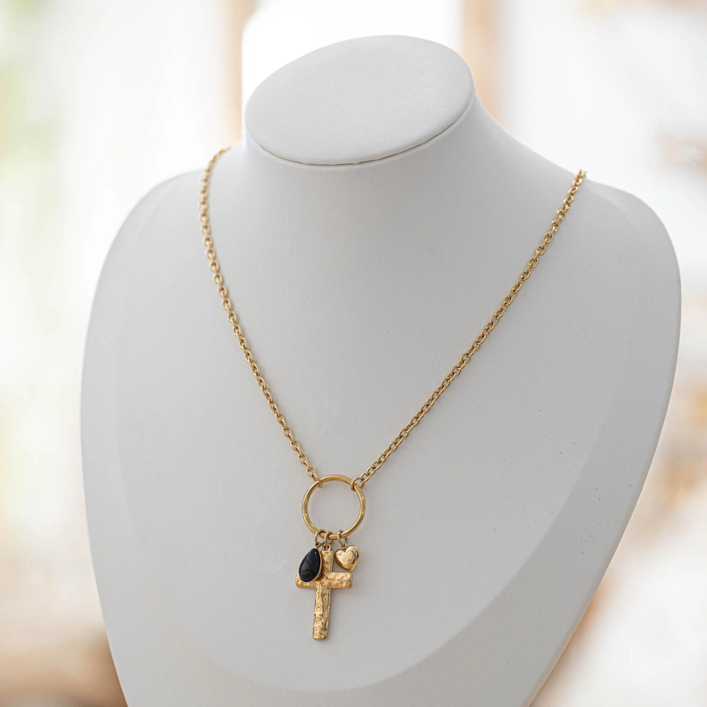 Collier croix chrétienne or pendentif acier inoxydable femme