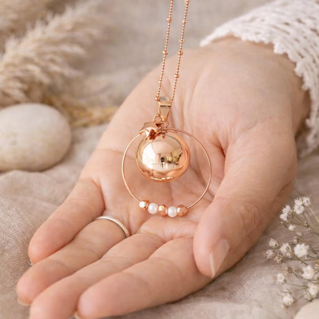 Bola de grossesse doré rose lisse anneau perle hématite breloque étoile