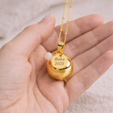 Bola de grossesse doré lisse médaille à graver perle pierre de lune